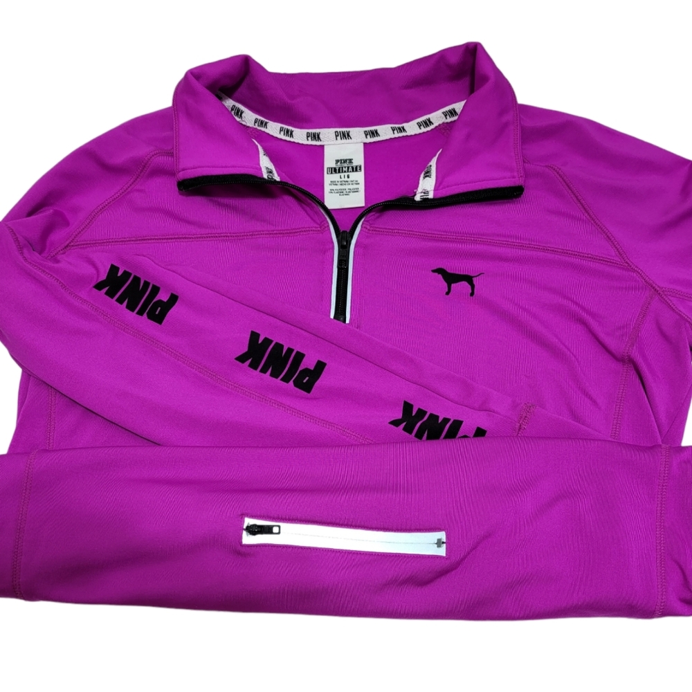 PINK Victoria's Secret ULTIMATE 1/4 Zip Athletic Yoga Long Sleeve Women's Lg.